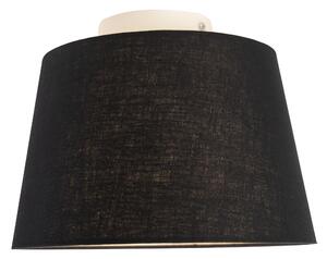 Stropna svjetiljka s lanenom sjenilom crna 25 cm - kombinirana bijela