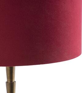 Art Deco stolna svjetiljka brončana baršunasta nijansa crvena 35 cm - Pisos