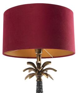Art Deco stolna svjetiljka brončana s baršunasto crvenom nijansom 35 cm - Areka