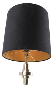 Art Deco stolna svjetiljka zlatna baršunasta sjena crna 40 cm - Diverso