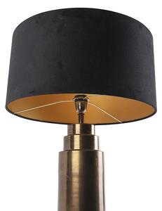 Art deco stolna svjetiljka brončana baršunasta sjena crna sa zlatom 50cm - Bruut