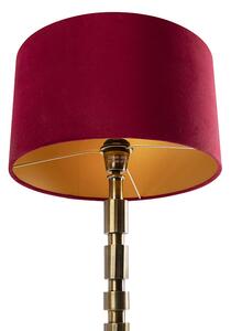 Art Deco stolna svjetiljka brončana 35 cm baršunasta nijansa crvena - Torre