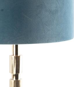 Art Deco stolna svjetiljka zlatna baršunasta nijansa plava 35 cm - Torre
