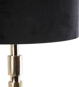 Art deco stolna svjetiljka zlatna s baršunastom nijansom crna 35 cm - Torre