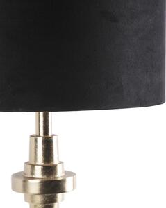 Art Deco stolna svjetiljka zlatna baršunasta sjena crna 40 cm - Diverso
