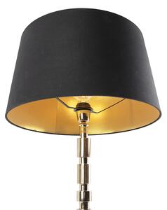 Art deco stolna svjetiljka zlatna s crnom pamučnom nijansom 45 cm - Torre