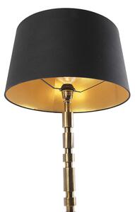 Art deco stolna svjetiljka brončana s pamučnom sjenilom 45 cm crna - Torre