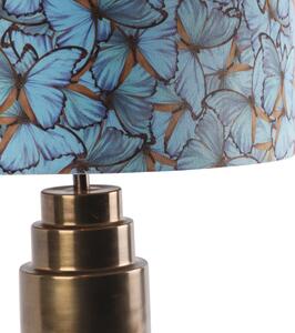 Stolna svjetiljka brončana s baršunastom leptir hladom 50 cm - Bruut