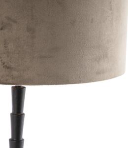 Art deco stolna lampa crna 35 cm baršunasta nijansa taupe - Pisos