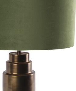 Art deco stolna svjetiljka brončana baršun sjena zelena sa zlatom 50cm - Bruut