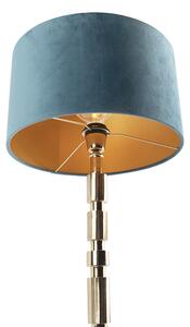 Art Deco stolna svjetiljka zlatna baršunasta nijansa plava 35 cm - Torre