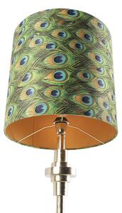 Art Deco stolna svjetiljka zlatna baršunasta sjena paun dizajn 40 cm - Diverso