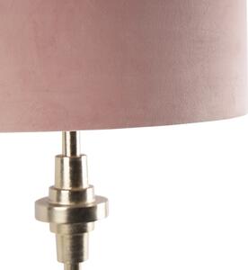 Art Deco stolna svjetiljka zlatna baršunasta nijansa ružičasta 50 cm - Diverso