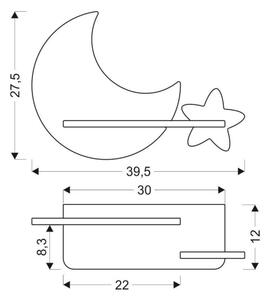 LED Dječja zidna svjetiljka s policom MOON LED/5W/230V