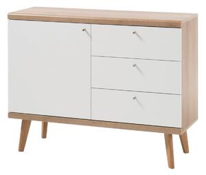 Komoda Elbfiou 106, Riviera hrast, Bijela, 87x107x40cm