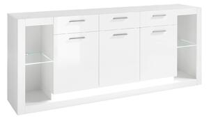 Komoda Dorbena 106, Sjajno bijela, Bijela, 83x198x43cm