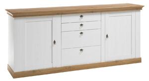 Komoda Vomave 106, Bijeljeni bor, Hrast, 91x210x52cm