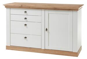 Komoda Vomave 107, Bijeljeni bor, Hrast, 91x144x52cm