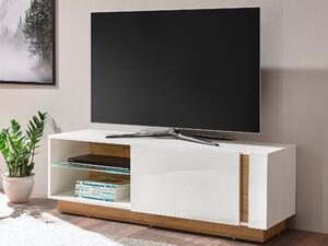 TV stol Veropho 102, Sjajno bijela, Grandson hrast, 46x138x40cm