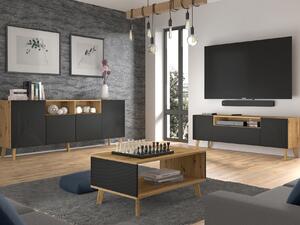 Dnevni boravak Marveru 106, Artisan hrast, Crna