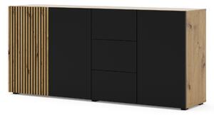 Komoda Felsoe 104, Artisan hrast, Crna, 82x180x42cm