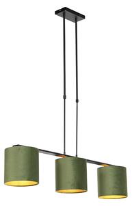 Viseća svjetiljka s velurastim nijansama zelena sa zlatnom 20 cm - Combi 3 Deluxe
