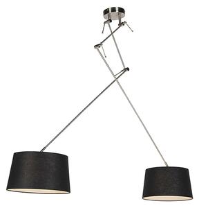 Viseća svjetiljka s lanenim sjenilima crna 35 cm - Blitz II čelik