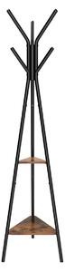 Samostojeća vješalica, drvena vješalica za kapute s 2 police, 49 x 179 x 49 cm, smeđe-crna | VASAGLE