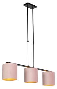 Viseća svjetiljka s velur nijansama ružičasta sa zlatnom 20cm - Combi 3 Deluxe