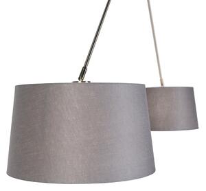 Viseća svjetiljka s lanenim sjenilima tamno siva 35 cm - Blitz II čelik