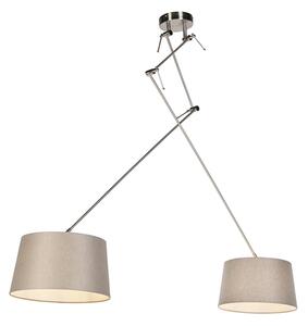 Viseća svjetiljka s lanenim sjenilima tamno bijela 35 cm - Blitz II čelik