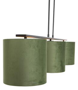 Viseća svjetiljka s velurastim nijansama zelena sa zlatnom 20 cm - Combi 3 Deluxe