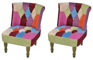 VidaXL Francuske stolice od tkanine 2 kom patchwork dizajn