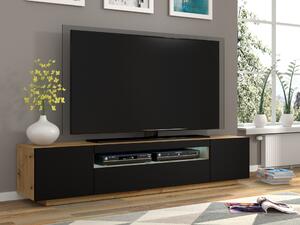 TV stol Morteo 104, Artisan hrast, Crna, 42x200x37cm