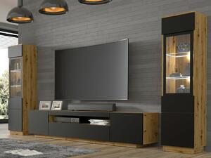 Dnevni boravak Morteo 105, Artisan hrast, Crna