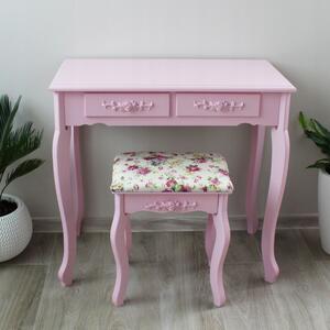 Moderni toaletni stolić sa stolčićem u ružičastoj boji