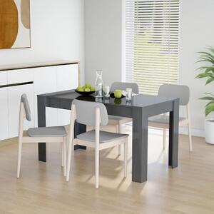 VidaXL Blagovaonski stol visoki sjaj sivi 140x74,5x76 cm od iverice