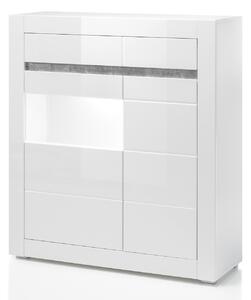 Komoda Beldomo 103, Bijela, Boja betona, Sjajno bijela, 112.3x100x35cm