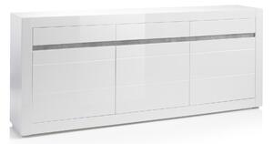 Komoda Beldomo 106, Sjajno bijela, Bijela, Boja betona, 90x217x42cm