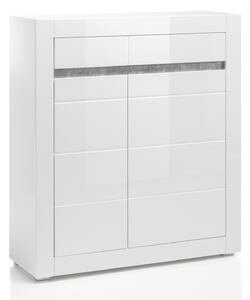 Komoda Beldomo 110, Bijela, Boja betona, Sjajno bijela, 112.3x100x35cm