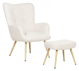Fotelja Berwyn 450, Svijetlo drvo, Bijela, S torbicom, 100x81x78cm, Kaučuk