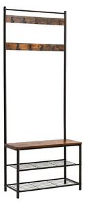 Metalna zidna vješalica za predsoblje TAYLOR 72x175 cm, crna/rustikalno smeđa