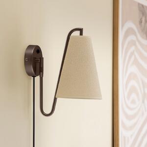 Globen Lighting Zidna lampa Lou, brončana/bijela, Ø 14 cm, utikač, Bronca / stari mesing, Dnevni boravak/blagovaonica, Tkanina / tekstil, Zid okrugli