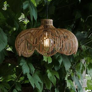 PR Home Belle vanjska viseća svjetiljka, prirodni ratan, Ø 43 cm, IP44 utikač, Drvo, Drvo
