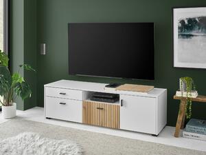 TV stol Belmelu 105, Bijela, Hrast, 44x150x42cm