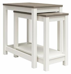 Set pomoćnih stolića Tulsa 669, Hrast, Bijela, 52x38cm