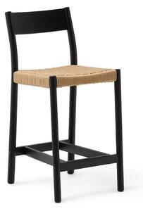 Crna/u prirodnoj boji barska stolica od punog hrasta (visine sjedala 65 cm) Yalia – Kave Home