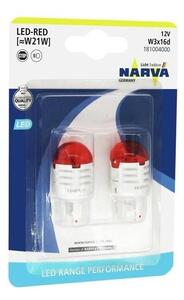 SET 2x LED žarulja W21W W3x16d/1,75W/12V crvena - Narva 18100RPNVAB2
