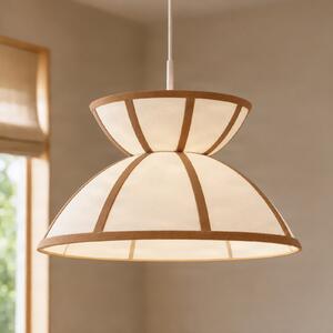Lucande Clarence viseća svjetiljka, Ø 40 cm, bež, lan, prigušiva, Bež, Dnevni boravak/blagovaonica, Tkanina / tekstil