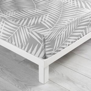Bijela/siva pamučna plahta s gumom 90x190 cm Botania – douceur d'intérieur